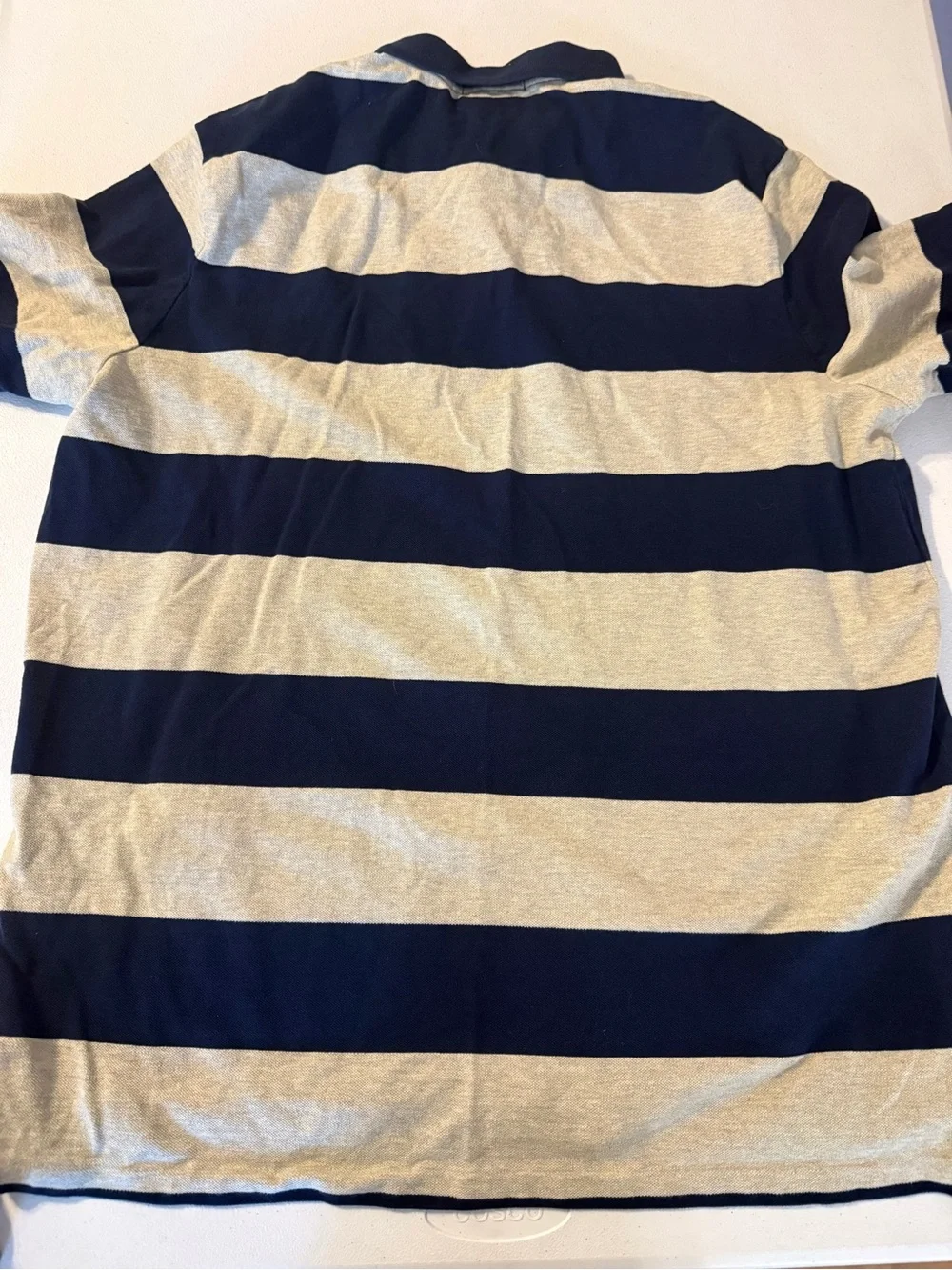 Vintage Ralph Lauren Short Sleeve Small Pony Blue Gray Striped Polo Classic Fit